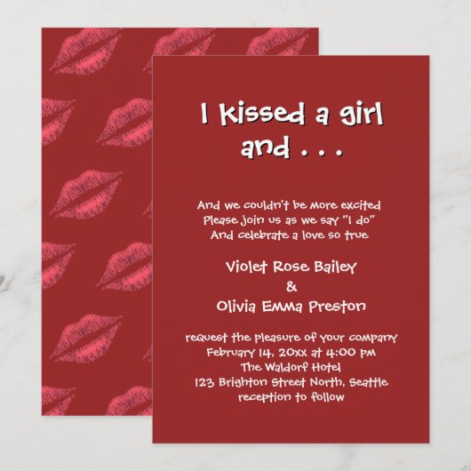 Valentine's Day Wedding Invitation 招待状 (正面/裏面)