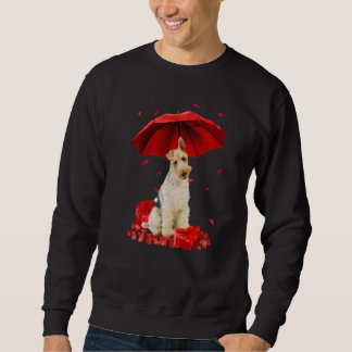 Valentines Day Wire Fox Terrier Umbrella Heart Pup スウェットシャツ