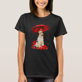 Valentines Day Wire Fox Terrier Umbrella Heart Pup Tシャツ