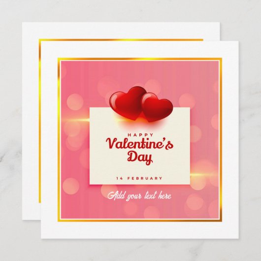 Valentine's Day With Red Hearts I Romantic Love   シーズンカード (正面/裏面)