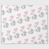 Valentine's Day Wrapping Paper Cat Pink Hearts ラッピングペーパー (フラット)