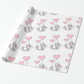 Valentine's Day Wrapping Paper Cat Pink Hearts ラッピングペーパー (アンロールド)