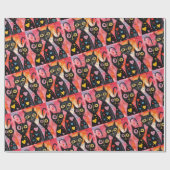 Valentine's Day Wrapping Paper Cats Hearts ラッピングペーパー (フラット)