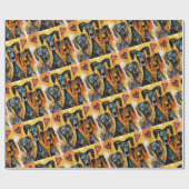 Valentine's Day Wrapping Paper Dog Red Hearts ラッピングペーパー (フラット)