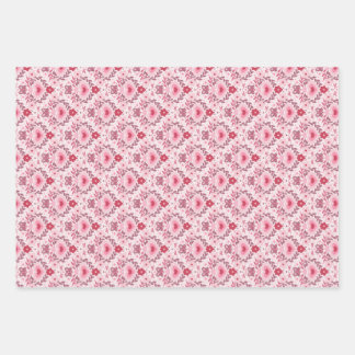 Valentines Day Wrapping Paper Flat Sheet Set of 3  ラッピングペーパーシート