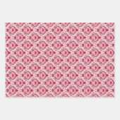 Valentines Day Wrapping Paper Flat Sheet Set of 3 ラッピングペーパーシート (正面)