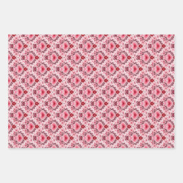 Valentines Day Wrapping Paper Flat Sheet Set of 3 ラッピングペーパーシート