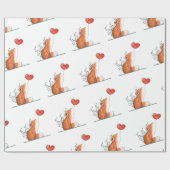 Valentine's Day Wrapping Paper Foxy Love Hearts ラッピングペーパー (フラット)