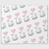 Valentine's Day Wrapping Paper Foxy Pink Hearts ラッピングペーパー (フラット)