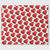 Valentine's Day Wrapping Paper Red Hearts ラッピングペーパー (フラット)