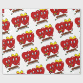 Valentine's Day Wrapping Paper Red Hearts Couple ラッピングペーパー (フラット)