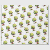 Valentine's Day Wrapping Paper Tree Red Hearts ラッピングペーパー (フラット)