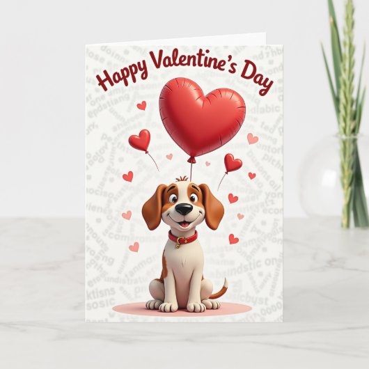 Valentines Dog Heart Happy Card カード (正面)