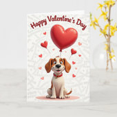 Valentines Dog Heart Happy Card カード (黄色い花)