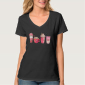 Valentines Drinking Coffee Love Heart Graphic Vale Tシャツ (正面)