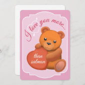 Valentines Flat Card Cute Brown Bear シーズンカード (正面/裏面)