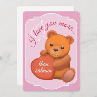 Valentines Flat Card Cute Brown Bear シーズンカード