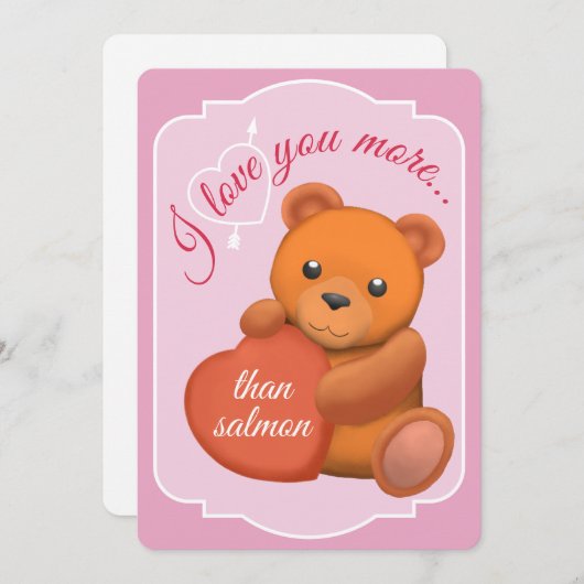 Valentines Flat Card Cute Brown Bear シーズンカード (正面/裏面)