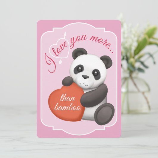 Valentines Flat Card Cute Panda シーズンカード (スタンド正面)