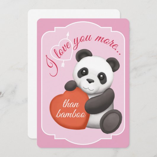 Valentines Flat Card Cute Panda シーズンカード (正面/裏面)