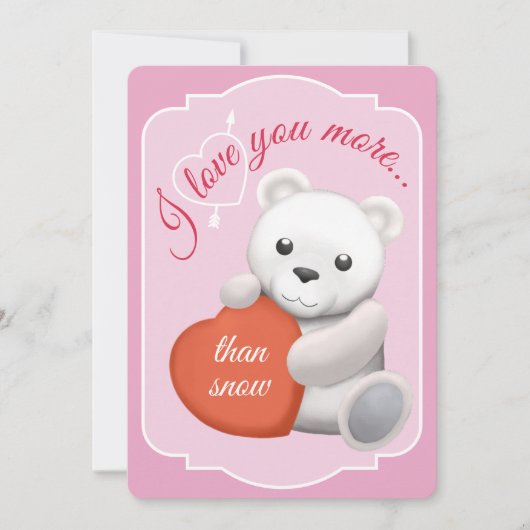 Valentines Flat Card Cute Polar Bear シーズンカード (正面)