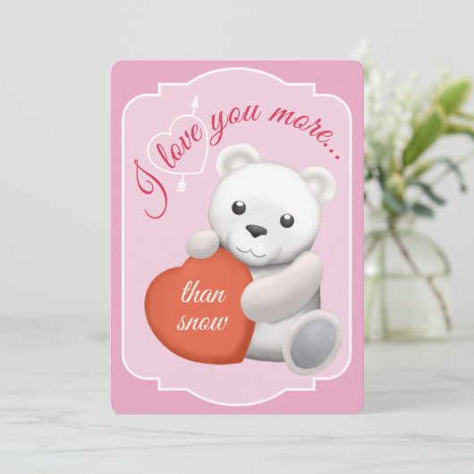 Valentines Flat Card Cute Polar Bear シーズンカード (スタンド正面)