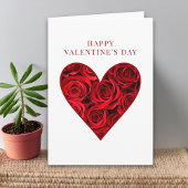 Valentine's for Husband - Romantic Red Roses Heart カード
