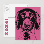 Valentines German Shorthair Pointerドッグシルエット シーズンポストカード (正面/裏面)
