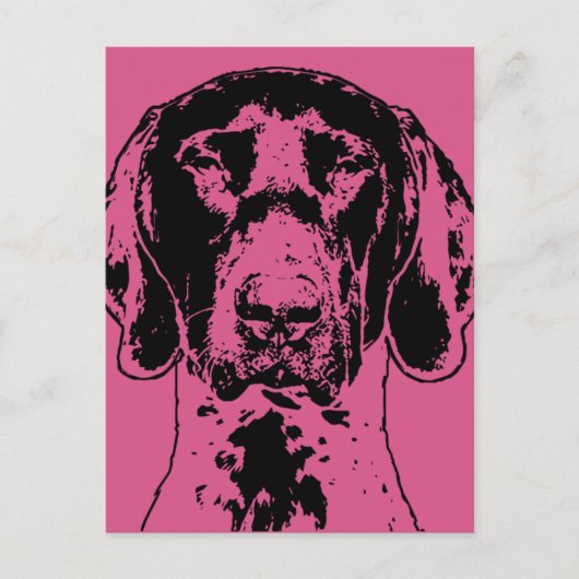 Valentines German Shorthair Pointerドッグシルエット シーズンポストカード (正面)