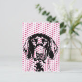 Valentines German Shorthair Pointerドッグシルエット シーズンポストカード (スタンド正面)
