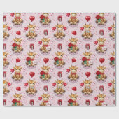 Valentine's Giraffes Wrapping Paper ラッピングペーパー (フラット)