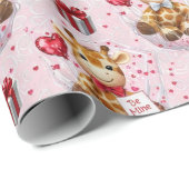 Valentine's Giraffes Wrapping Paper ラッピングペーパー (ロールコーナー)