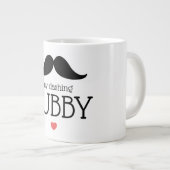 Valentines Graphic Mustache My Dashing Hubbyハート ジャンボコーヒーマグカップ (正面右)