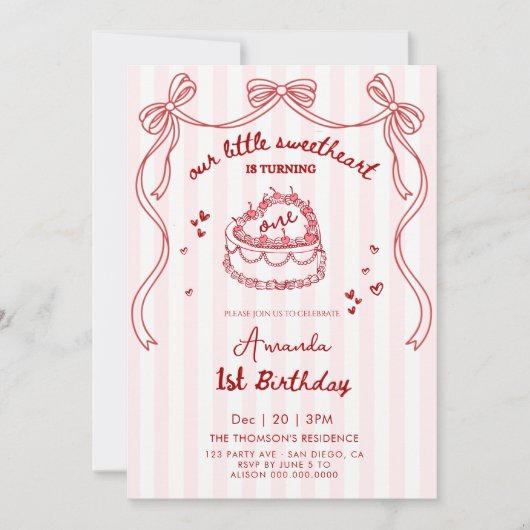 Valentines Hand Drawn Birthday 招待状 (正面)