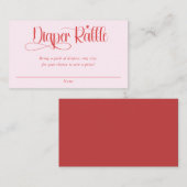 Valentines heart girl baby shower diaper raffle エンクロージャーカード (正面/裏面)