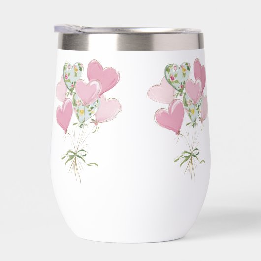 Valentine's Heart Pink and Green Heart Balloons (右面)