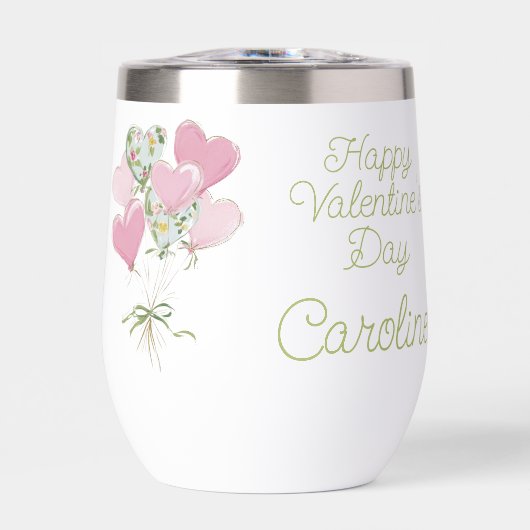 Valentine's Heart Pink and Green Heart Balloons (正面)