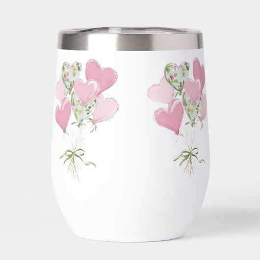 Valentine's Heart Pink and Green Heart Balloons (背面)