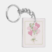 Valentine's Heart Pink and Green Heart Balloons キーホルダー (正面左)