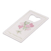 Valentine's Heart Pink and Green Heart Balloons クレジットカード栓抜き (正面アングル)