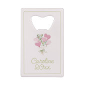 Valentine's Heart Pink and Green Heart Balloons クレジットカード栓抜き (裏面)