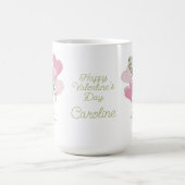 Valentine's Heart Pink and Green Heart Balloons コーヒーマグカップ (中央)