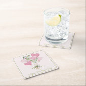 Valentine's Heart Pink and Green Heart Balloons スクエアペーパーコースター (インサイチュ)