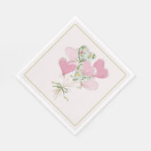 Valentine's Heart Pink and Green Heart Balloons スタンダードランチョンナプキン (角)