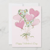 Valentine's Heart Pink and Green Heart Balloons ノートカード (正面)