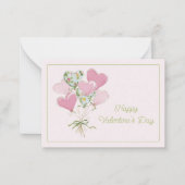 Valentine's Heart Pink and Green Heart Balloons ノートカード (正面)