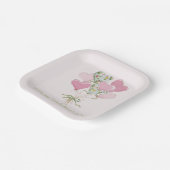 Valentine's Heart Pink and Green Heart Balloons ペーパープレート (傾斜あり)