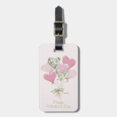 Valentine's Heart Pink and Green Heart Balloons ラゲッジタグ (正面縦)