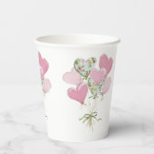 Valentine's Heart Pink and Green Heart Balloons 紙コップ (裏面)