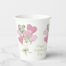 Valentine's Heart Pink and Green Heart Balloons 紙コップ